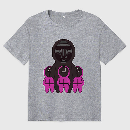 Мужская футболка оверсайз Персонажи сериала игра в кальмара / Меланж – фото 1