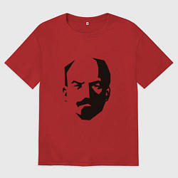 Футболка оверсайз мужская Владимир Ленин абстрактный портрет, цвет: красный