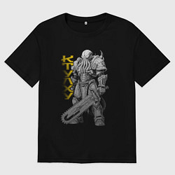 Футболка оверсайз мужская Ктулху с цепным мечом, цвет: черный