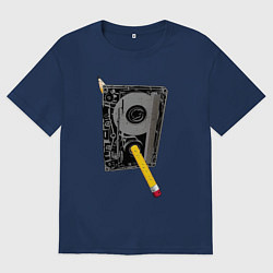 Футболка оверсайз мужская Карандашная перемотка, цвет: тёмно-синий