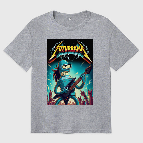 Мужская футболка оверсайз Хард рок гитарист Бендер лидер группы Футурама / Меланж – фото 1