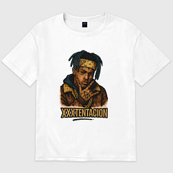 Футболка оверсайз мужская XXXTentacion мультяшный стиль, цвет: белый