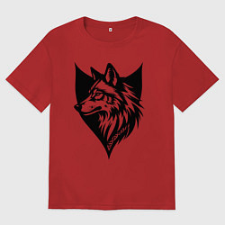 Футболка оверсайз мужская Волк на щите, цвет: красный