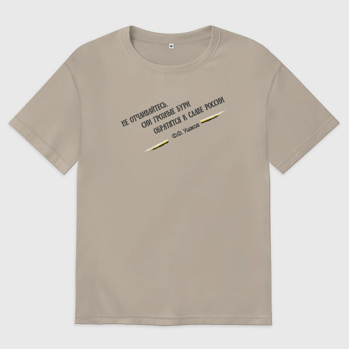 Мужская футболка оверсайз Бури обратятся к славе России Ушаков черный узор / Миндальный – фото 1