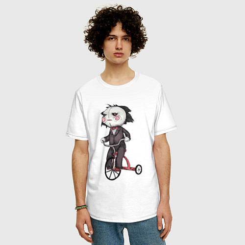 Мужская футболка оверсайз Пила на велосипеде / Белый – фото 3