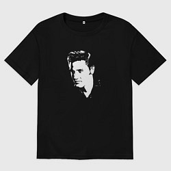 Футболка оверсайз мужская Elvis Presley abstract portrait, цвет: черный