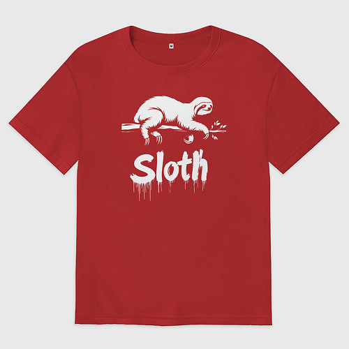 Мужская футболка оверсайз Граффити ленивец / Красный – фото 1