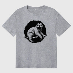 Футболка оверсайз мужская Ленивец в круге, цвет: меланж