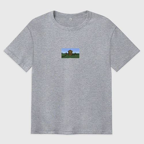 Мужская футболка оверсайз Да ты че мем майнкрафт / Меланж – фото 1