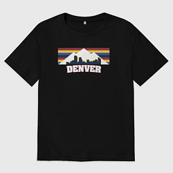Футболка оверсайз мужская Denver Nuggets mountains, цвет: черный