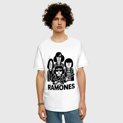 Мужская футболка оверсайз Ramones силуэты / Белый – фото 3