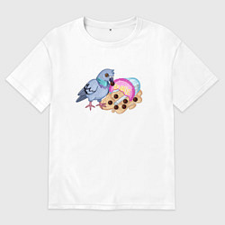 Футболка оверсайз мужская Голубь с бабл ти, цвет: белый