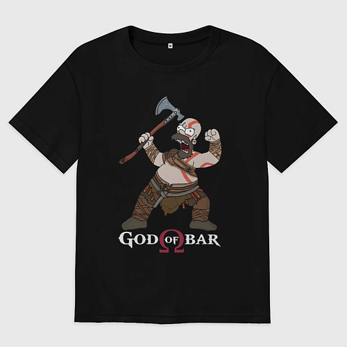 Мужская футболка оверсайз Homer - god of bar / Черный – фото 1