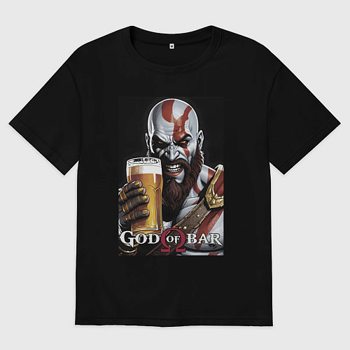 Мужская футболка оверсайз Kratos - god of bar / Черный – фото 1