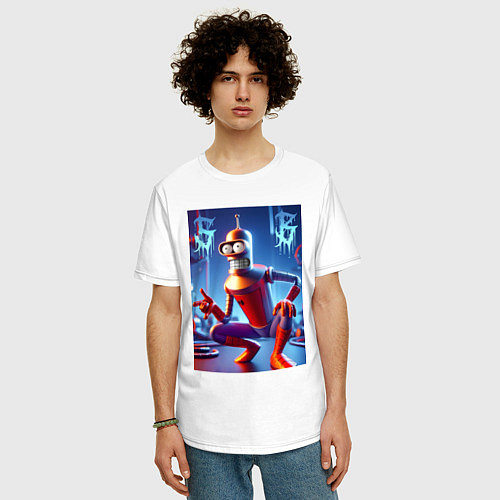 Мужская футболка оверсайз Бендер-паук мем коллаба / Белый – фото 3