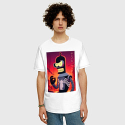 Футболка оверсайз мужская Веном Бендер - мем, цвет: белый — фото 2