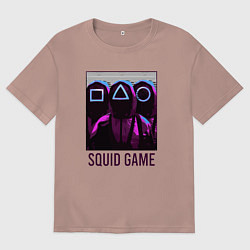 Футболка оверсайз мужская Squid game shadows, цвет: пыльно-розовый
