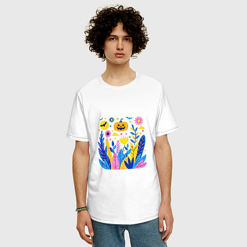 Мужская футболка оверсайз Светильник Джек / Белый – фото 3