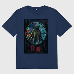 Футболка оверсайз мужская Вещь - Уэнсдей, цвет: тёмно-синий