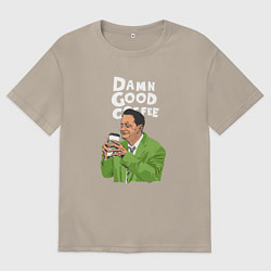 Футболка оверсайз мужская Damn good coffee, цвет: миндальный