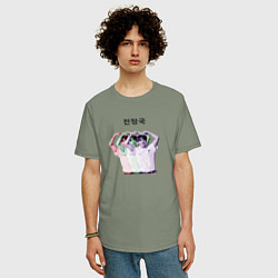 Футболка оверсайз мужская Чонгук трио, цвет: авокадо — фото 2