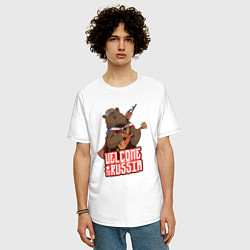 Футболка оверсайз мужская Медведь России, цвет: белый — фото 2