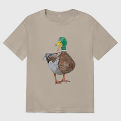 Футболка оверсайз мужская Утка селезень, цвет: миндальный