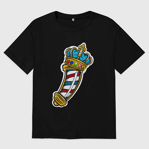 Мужская футболка оверсайз Король стрижки - парикмахеру / Черный – фото 1