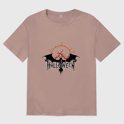 Мужская футболка оверсайз Эмблема Хэллоуин / Пыльно-розовый – фото 1