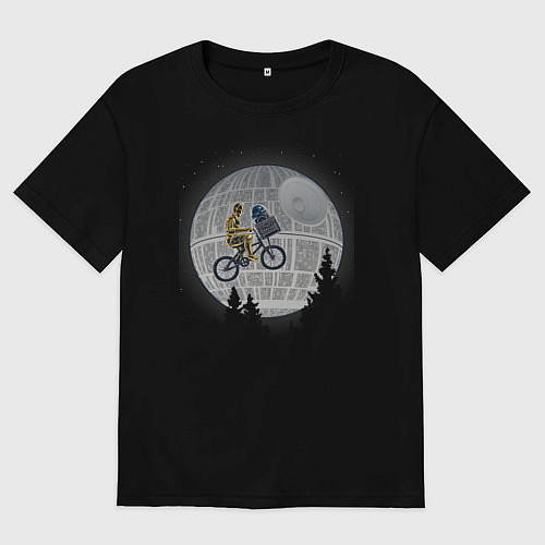 Мужская футболка оверсайз Cитрипио и р2д2 / Черный – фото 1