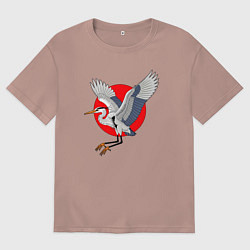 Мужская футболка оверсайз Цапля на закате