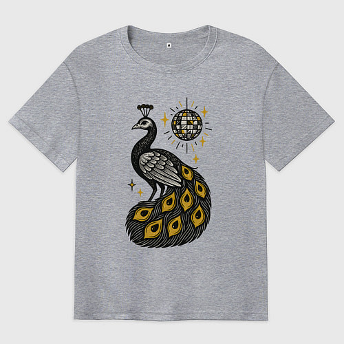 Мужская футболка оверсайз Диско Павлин / Меланж – фото 1