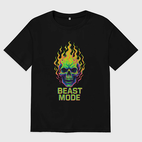 Мужская футболка оверсайз Beast mode / Черный – фото 1