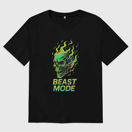 Мужская футболка оверсайз Режим зверя / Черный – фото 1