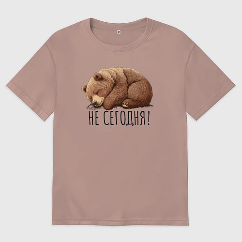 Мужская футболка оверсайз Спящий медведь - не сегодня / Пыльно-розовый – фото 1