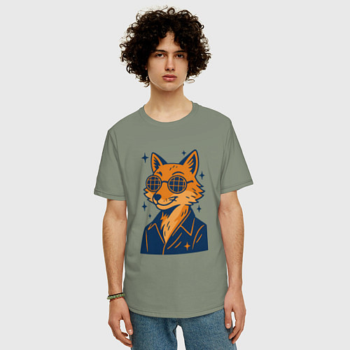 Мужская футболка оверсайз Лиса в очках / Авокадо – фото 3