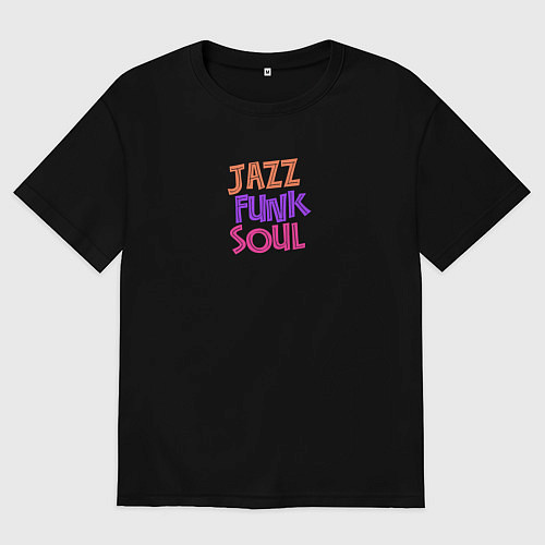 Мужская футболка оверсайз Jazz funk soul 70s / Черный – фото 1