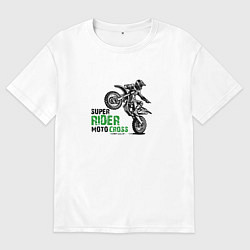 Футболка оверсайз мужская Super rider moto cross, цвет: белый