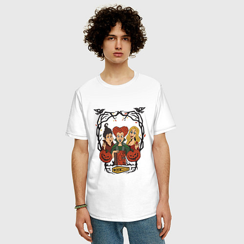 Мужская футболка оверсайз Сестры Сандерсон Hocus Pocus / Белый – фото 3