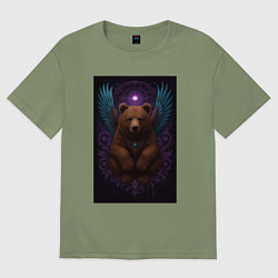 Футболка оверсайз мужская Духовный медведь, цвет: авокадо