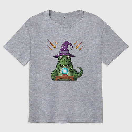 Мужская футболка оверсайз Динозавр предсказатель / Меланж – фото 1