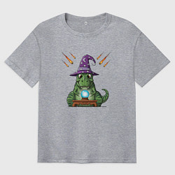 Футболка оверсайз мужская Динозавр предсказатель, цвет: меланж