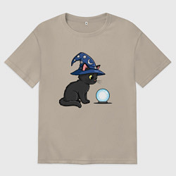 Футболка оверсайз мужская Котик волшебник, цвет: миндальный