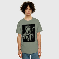 Футболка оверсайз мужская Есенин в стиле стрит-арт, цвет: авокадо — фото 2