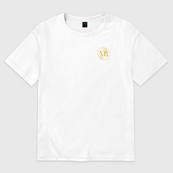 Футболка оверсайз мужская Христос воскресе желтый узор, цвет: белый