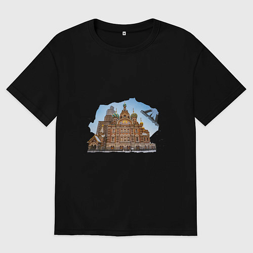 Мужская футболка оверсайз Спас на крови Санкт-Петербург / Черный – фото 1