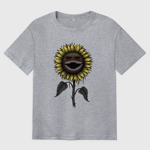Мужская футболка оверсайз Подсолнечник - монстр / Меланж – фото 1