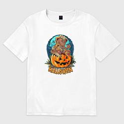 Мужская футболка оверсайз Мишка на тыкве