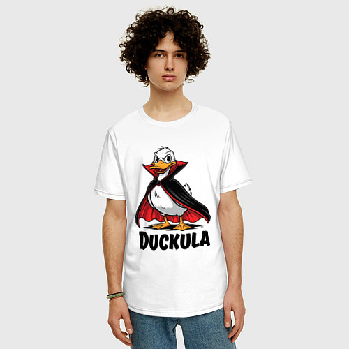 Мужская футболка оверсайз Утка - вампир / Белый – фото 3