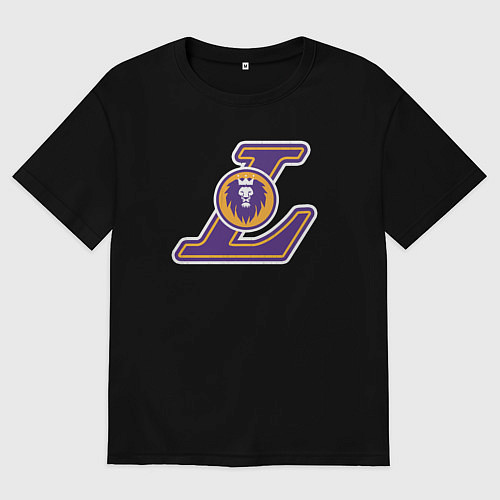 Мужская футболка оверсайз Lakers lion / Черный – фото 1